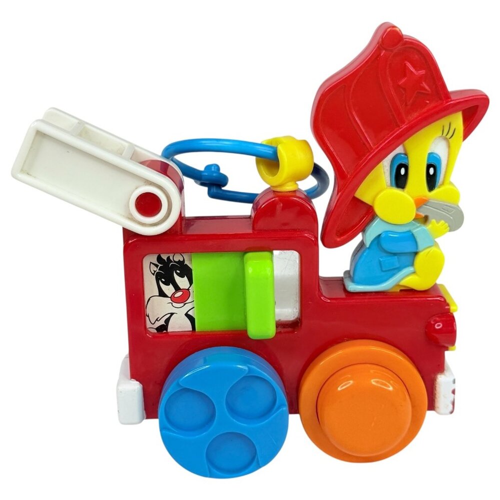 VTG TYCO Tweety Bird & Sylvester The Cat On Fire Truck Stroller Toy Looney Tunes